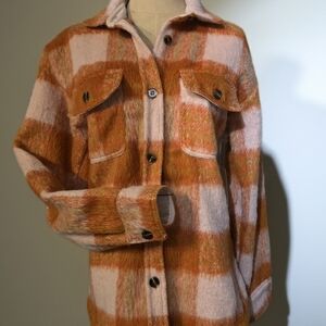 NWT Plaid Orange and White Women's Jacket
